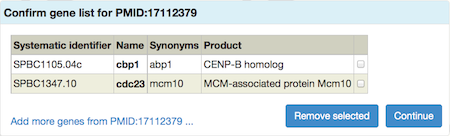 uploaded gene list