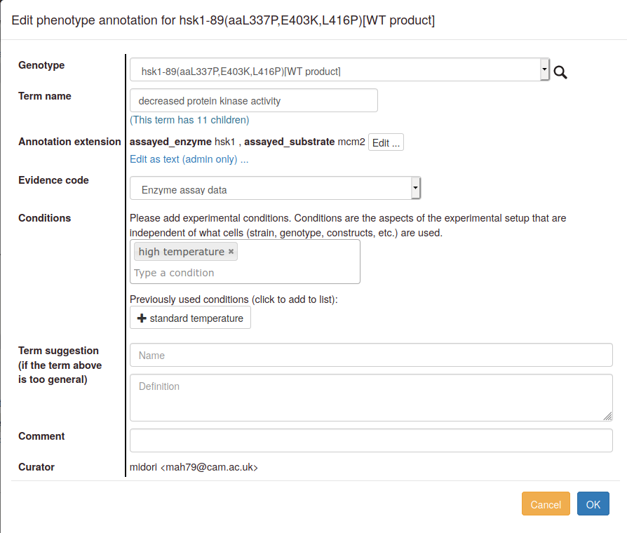 phenotype editing interface